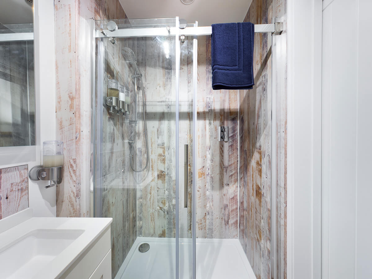 Room Four - showing sink and large ensuite shower shower