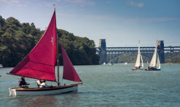 Anglesey, Wales - July 30, 2014: Boats on the Menai Straights, Wales
