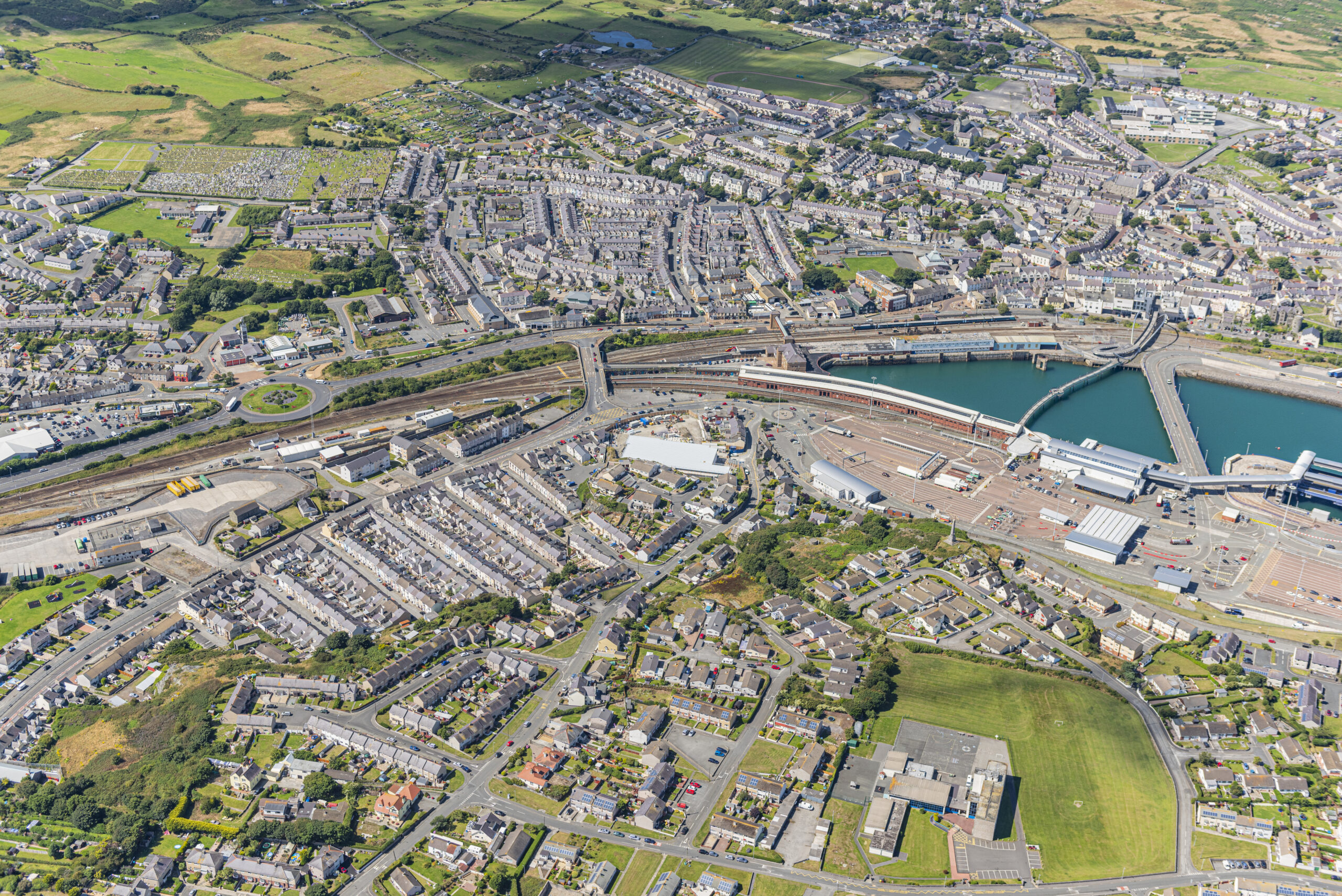 Aerial Views of the port of Holyhead, Anglesey, North Wales