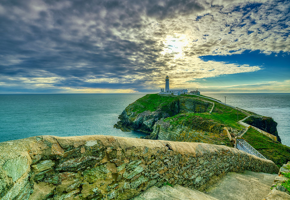Holyhead, UK - May 2, 2019: South Stack Lighthouse on the western most tip of Anglesey.