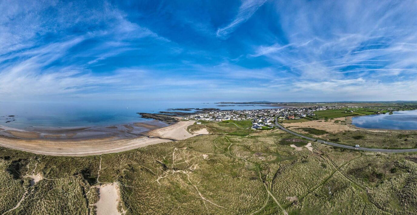 Panoramic drone picture of Rhosneigr