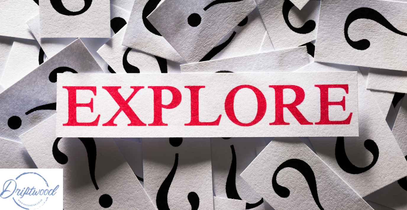 Explore written over a pile of question marks